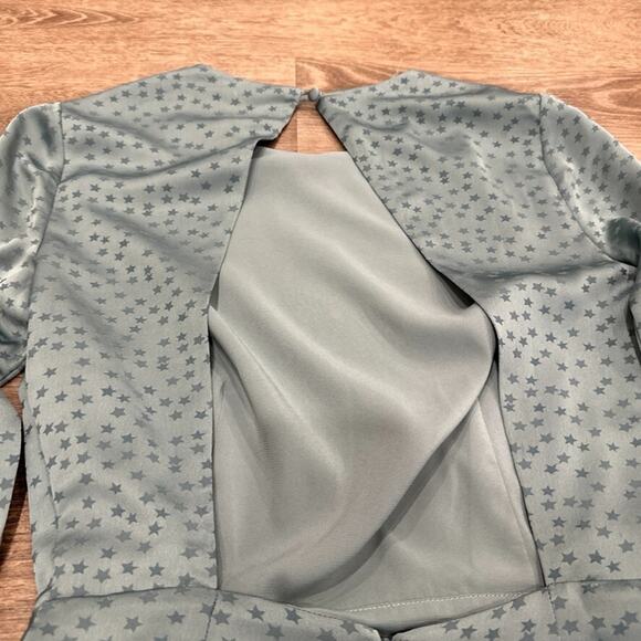 Lovers +‎ Friends Womens Small Sabina Mini Dress Satin Star Blue Green Open Back - Picture 8 of 8